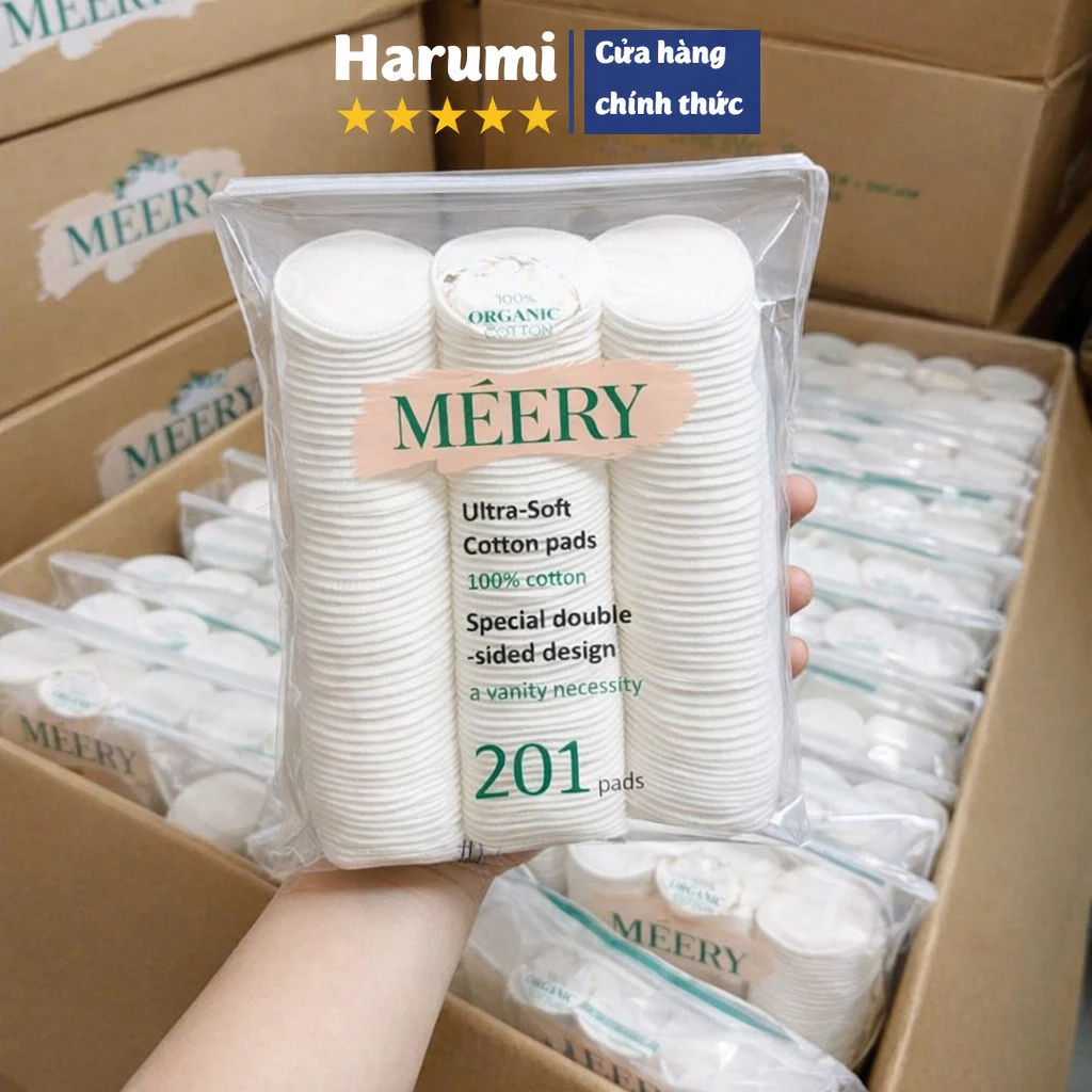 Bông Tẩy Trang Meery 201 Miếng 100% Cotton, Bông Tẩy Trang Méery Chính Hãng 100% Cotton