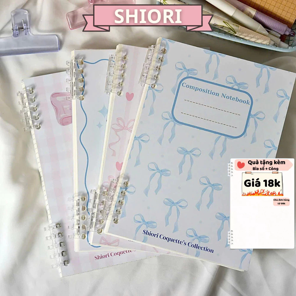 Sổ còng thay được giấy Conquette style A5 B5 -120 trang - Thiết kế khuyết còng dễ viết planner, tập vở học sinh