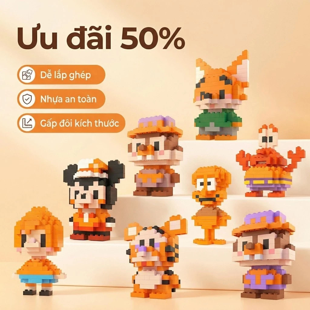 Đồ Chơi Xếp Hình 3D Mini Hoạt Hình – Combo DIY Sáng Tạo Cho Bé | Mẫu Mới Nâng Cấp | Có 2 Kích Thước