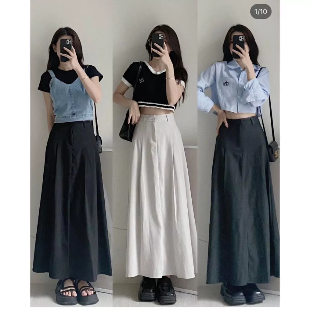 Chân váy xếp li dáng dài phong cách hàn quốc - Mã 098 - Fashion 73