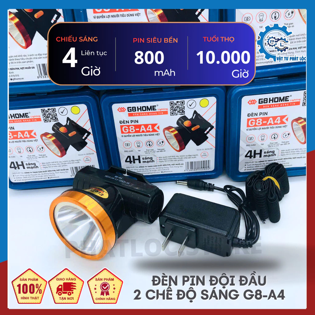 Đèn Pin Đội Đầu G8-A4 Nhỏ Gọn Siêu Sáng, Độ Bền Cao, 2 chế độ sáng mạnh và yếu, Pin 800mah,chiếu sáng liên tục 4h