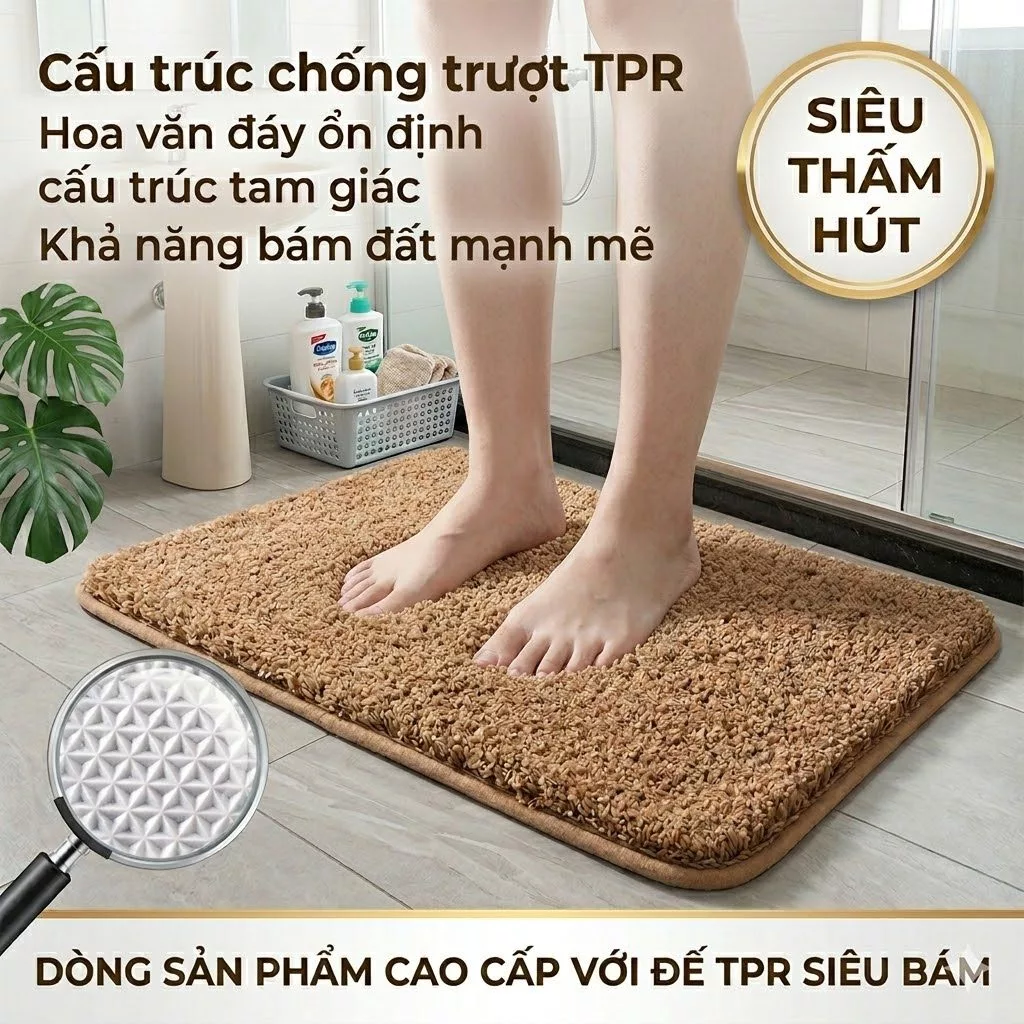 Thảm Lau Chân Nhà Tắm Siêu Thấm Hút Chống Trượt Thảm Lông Cừu San Hô Êm Ái Trang Trí Cửa Ra Vào Phòng Ngủ Cao Cấp Mềm Mại Đẹp