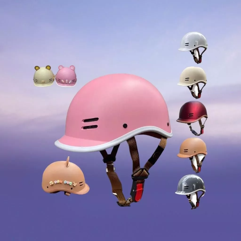 Nón Bảo Hiểm Cá Heo Nam Nữ Cao Cấp Tặng Tai Gấu Charm Tên Gắn Mũ Cute Charm Chữ Theo Yêu Cầu