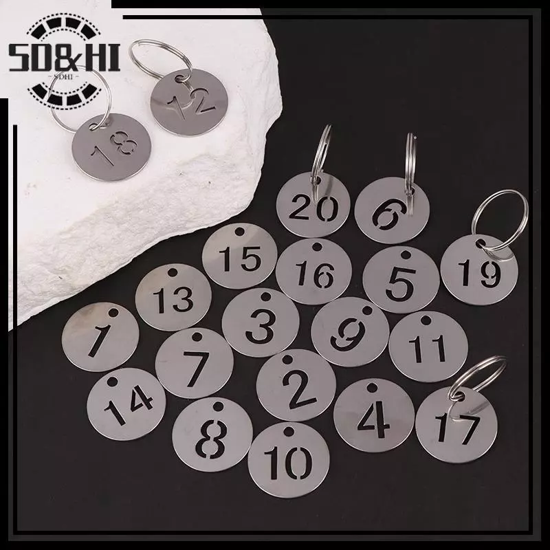 [SD & HI] 20 Chiếc Biển Số Thép Không Gỉ Thẻ Chìa Khóa Nhãn Dây Xích Nhẫn Tròn Định Danh Vali Treo Chìa Khóa Đánh Số (vn)
