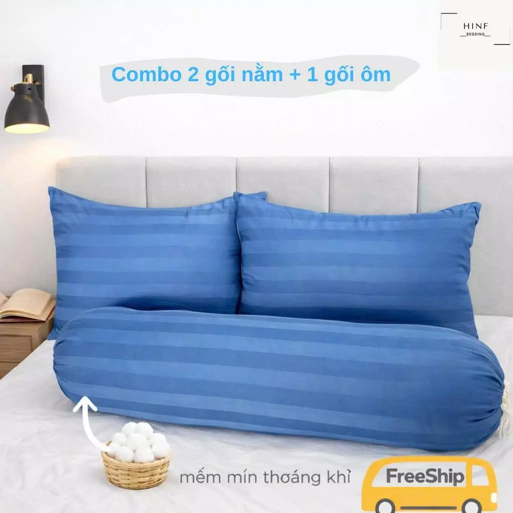 Combo Ruột Gối Cotton 3F Cao Cấp Chuẩn Khách Sạn Mềm Mại Thoáng Khí Bông Gòn Kháng Khuẩn