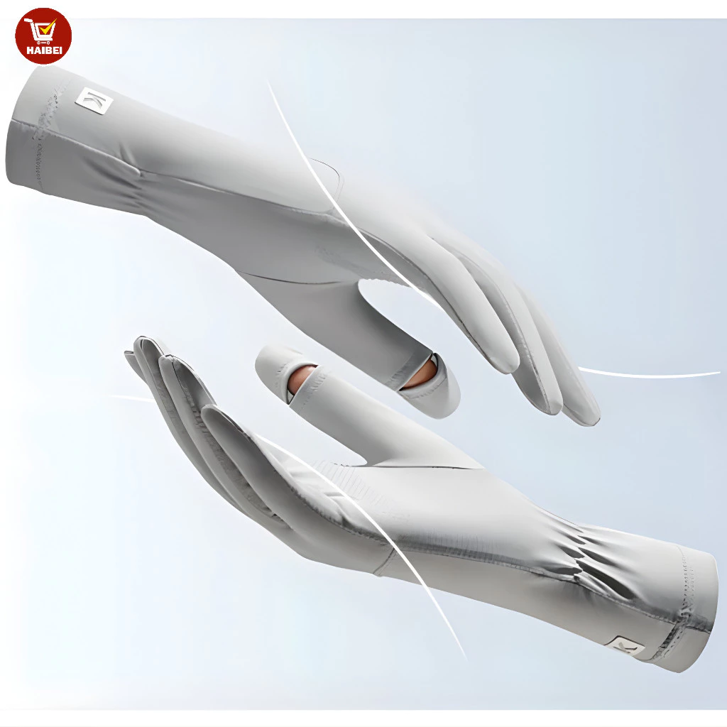 Găng tay chống nắng bằng lụa băng, chống tia UV và chống trơn trượt, căng tay đi xe đạp.