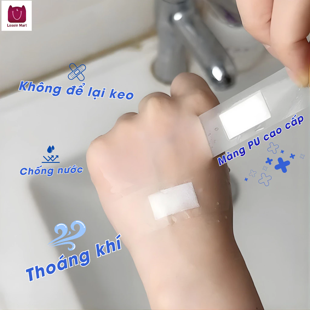 Băng dính y tế trong suốt, băng cầm máu, chống thấm nước và trong suốt, độ bám dính cao.