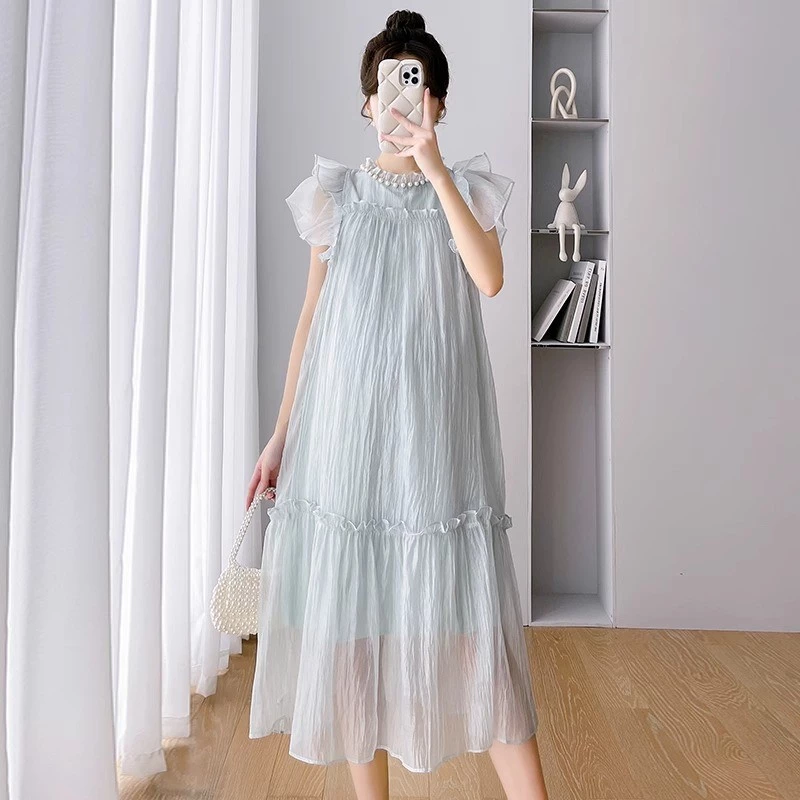 Mẫu váy dài tencel dành cho mẹ bầu mùa hè với thiết kế thoáng mát và trendy