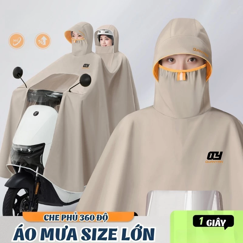 Áo Mưa Xe Máy Loại Dày Cỡ Lớn ECO, Áo Mưa Chùm Toàn Thân Che Kín Chất Liệu PVC Chống Thấm Cao Cấp