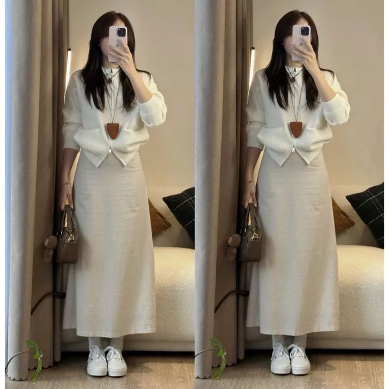 Chân váy LINEN THÔ dáng dài 88cm có lót trong (ẢNH OLDSCHOOL) Hàng đẹp - Fashion 73