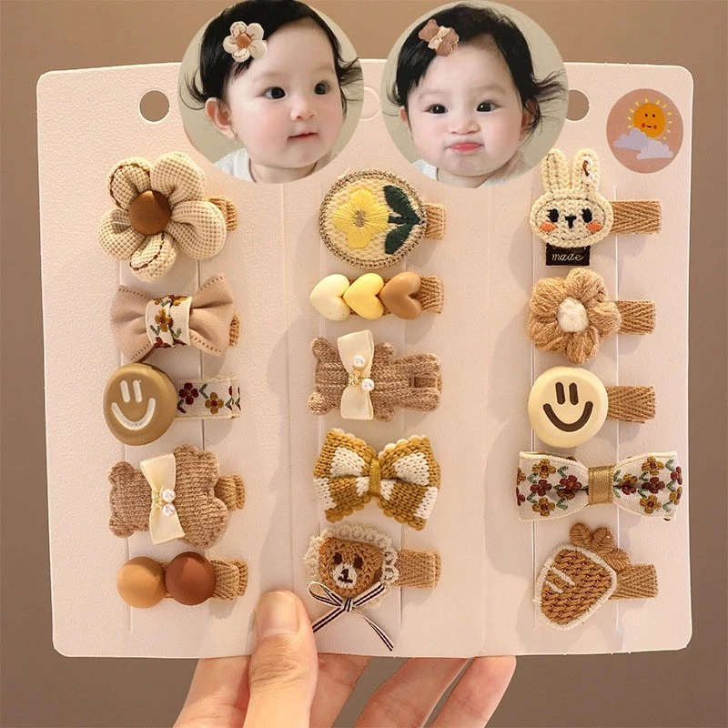 Bộ Kẹp Tóc Cho Bé Thêu Hoa Dệt Kim Nơ Hoa Kẹp Tóc Vải Không Làm Tổn Thương Kẹp Tóc