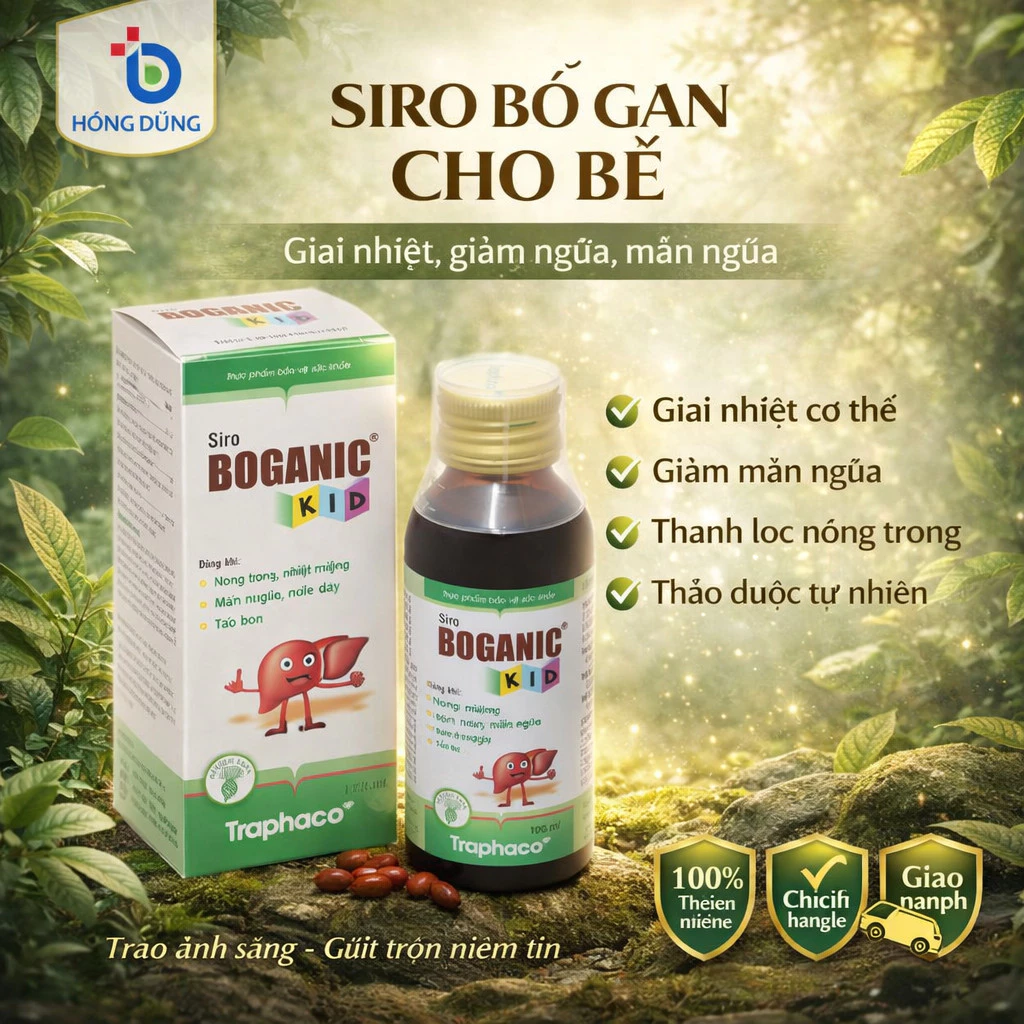 Boganic Kid-Siro Mát Gan Dành Cho Trẻ Em  - Giúp mát gan, giải độc, ngừa rôm sảy, táo bón- Chai 100ml