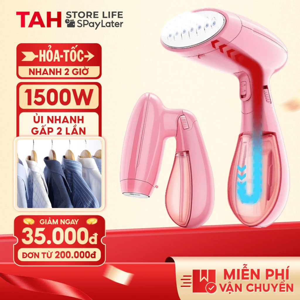 Bàn Là Hơi Nước Cầm Tay 1550W Công Suất Mạnh Mẽ, Bàn Ủi Cầm Tay Gấp Gọn Thích Hợp Cho Mọi Loại Vải