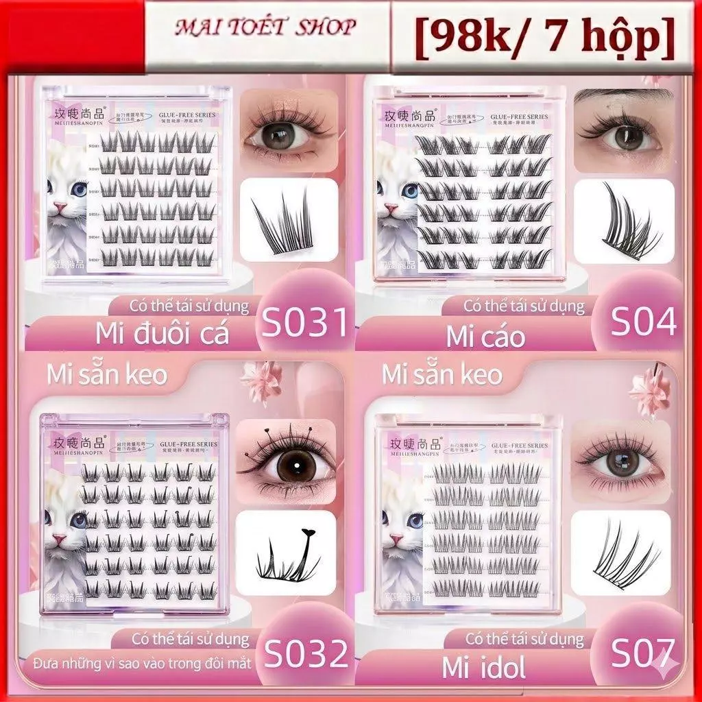 [98k/ 6 hộp] Lông Mi Giả Có Sẵn Keo Tự Dính Không Cần Phải Tra Keo.Tặng 1 Nhíp/1 Đơn Bất Kỳ
