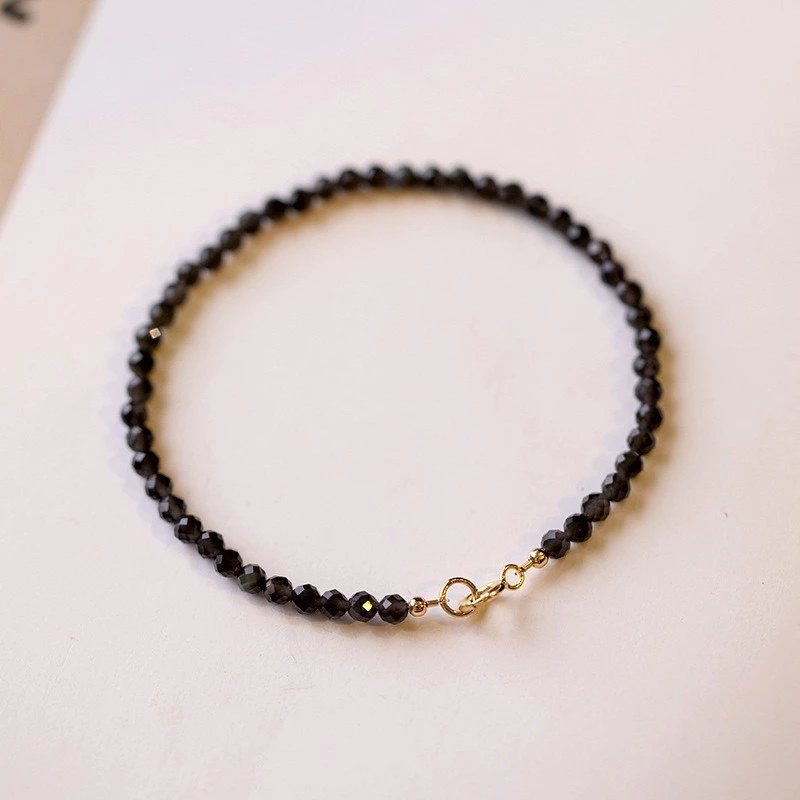 Vòng tay hạt cát obsidian 4mm, 16cm