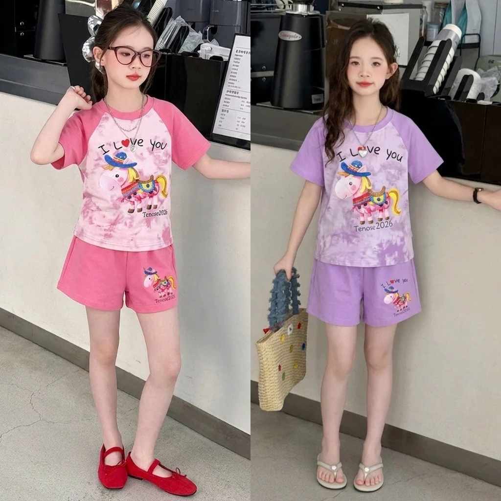 Bộ đồ mùa hè bé gái size 18–45kg mát mịn – Vải co giãn thoáng mát, màu sắc xinh xắn