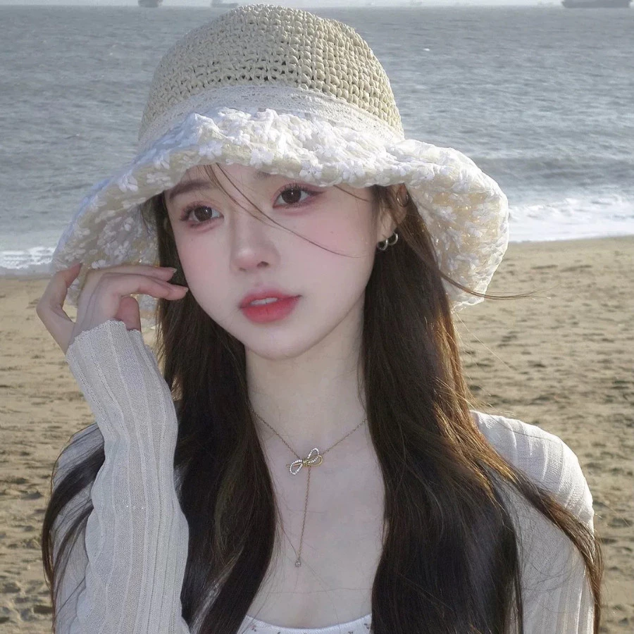 Mũ Cói Ren Hoa Vintage Siêu Xinh TORO Mũ Nữ Đi Biển Chống Nắng Rộng Vành Hot Trend Hè