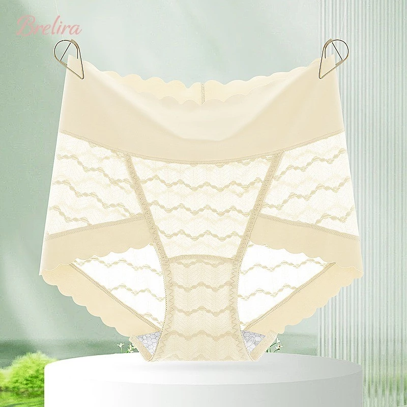 『Brelira』 Quần Lót Ren Gợi Cảm Không Đường May Quần Lót Eo Cao Thoải Mái Bằng Lụa Dâu Tằm, Phù Hợp Mọi Kích Cỡ Quần Lót Tam Giác