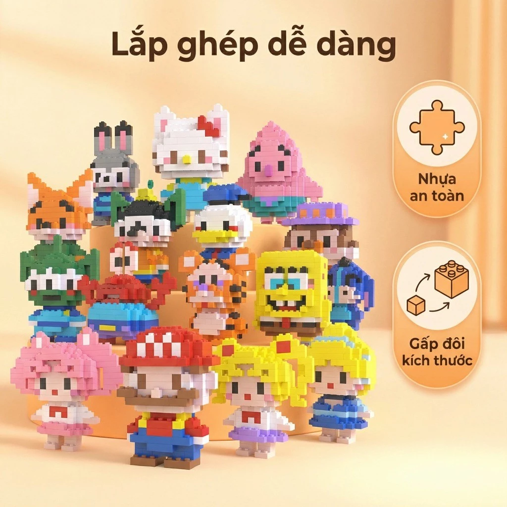 COMBO DIY Mô Hình 3D Mini – 2 size, đồ chơi xếp hình dễ thương cho bé