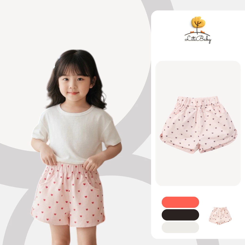 Quần Short Bé Gái In Hình Dễ Thương LITIBABY cho bé từ  8-14 tuổi NH35