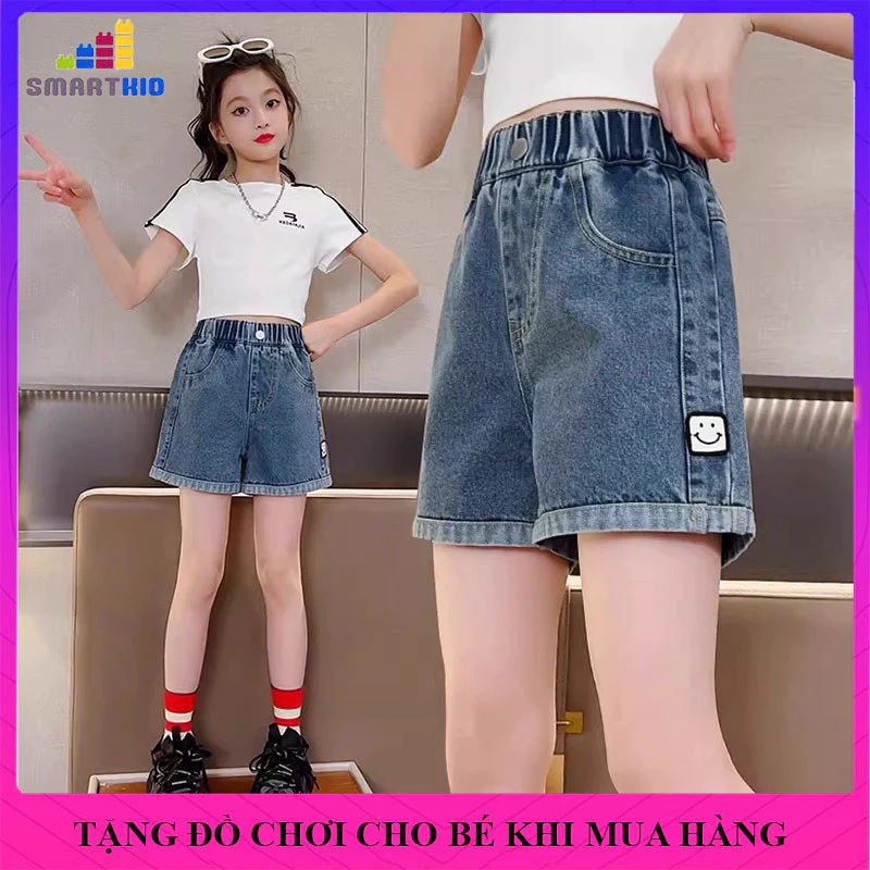 Quần short jean, ngố jean bé gái. Quần sooc bò bé gái mẫu BSN size 18-50kg, chất liệu mềm mại, quần bé gái