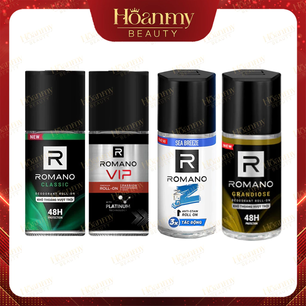 Lăn khử mùi nam kháng khuẩn & khô thoáng cả ngày Romano, Romano VIP 50ml