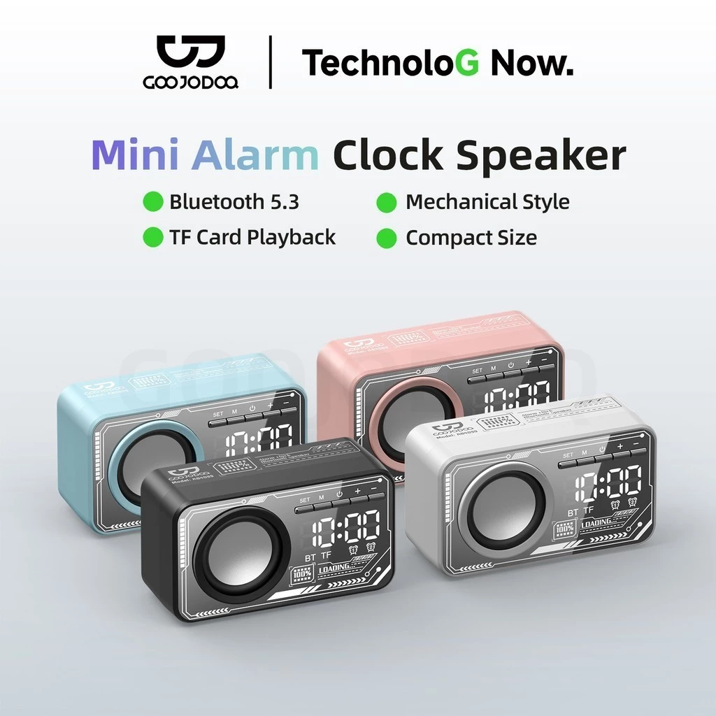 Đồng hồ báo thức GOOJODOQ Loa Bluetooth Màn hình rõ ràng & Báo động kép Phát lại linh hoạt âm thanh nổiTWS
