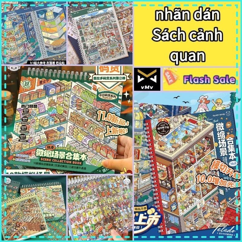 vMv ✨ Sổ Sticker Telado 11.0 Sticker 3D Nhãn Dán Đa Chiều PET Nhiều Cảnh Sổ 20 Mẫu Tạo Dán Chống Thương Chống Thấm Nước