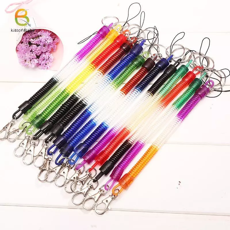[Baby-t] 1PC Dụng cụ an ninh dây đàn hồi lò xo có thể thu vào Đi bộ đường dài Cắm trại Móc khóa điện thoại chống thất lạc Dây câu cá ngoài trời [mới]