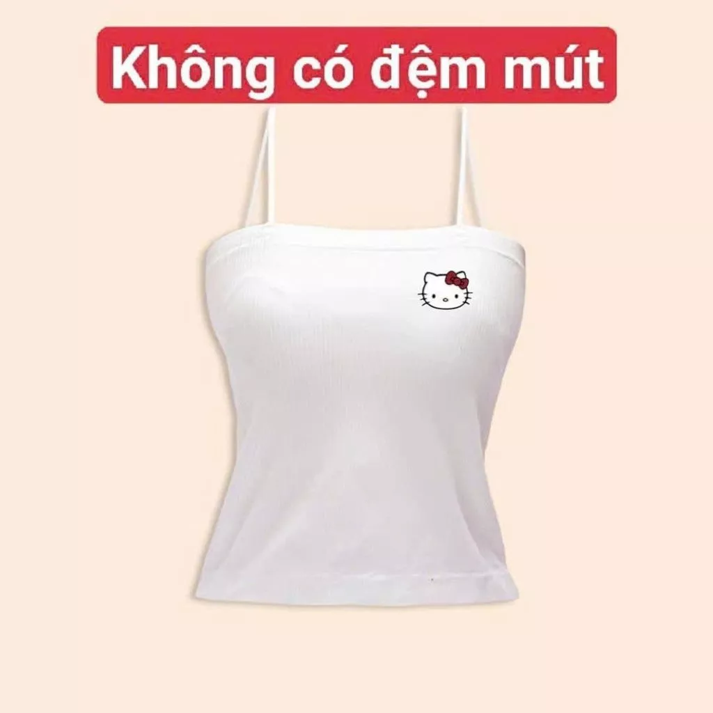 [ MỞ BÁN GIẢM 60% ] áo bún 2 dây  gân tăm mềm mịn co giãn -hình mèo kityyyty -thoitrangthubio
