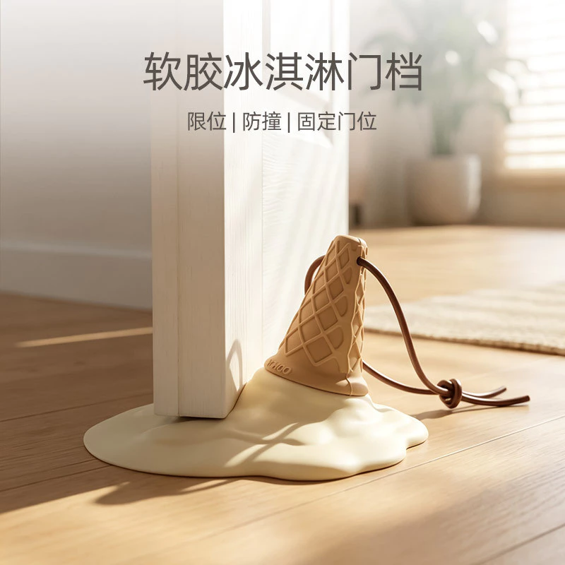 chặn cửa silicon hình kem tan chảy miếng dán chống va đập cửa sáng tạo nút chặn cửa có dây treo trang trí nhà decor