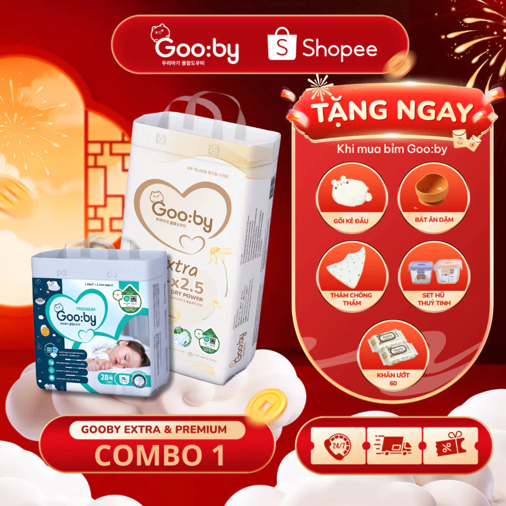 [CÓ KÈM QUÀ] Tã Bỉm Gooby Extra, Premium Đêm, Ngày Cho Bé, Chính hãng, Size NB, S, M, L, XL, XXL