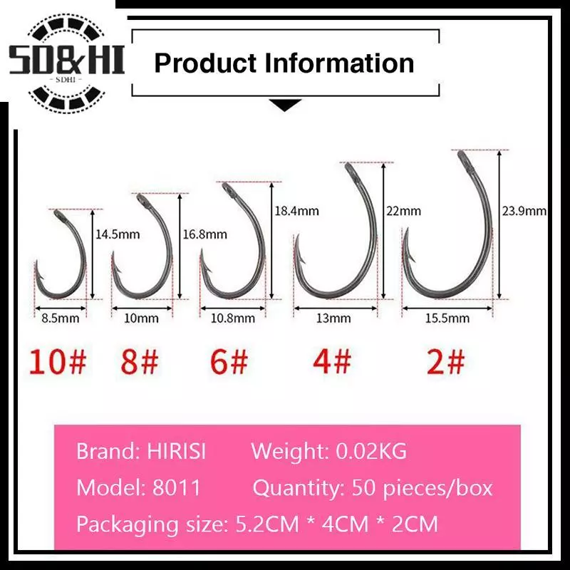 Hirisi 50 Móc câu đa dạng chất liệu thép gai và Teflon - Phù hợp cho người yêu thích câu cá