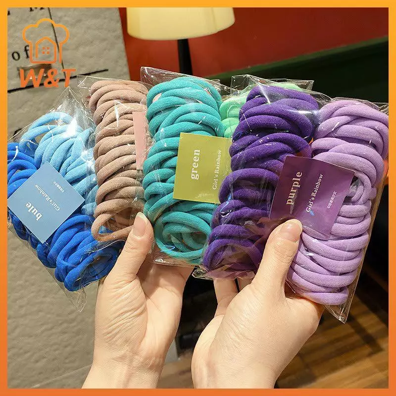 [W & T] 50 Cái / bộ Dây Buộc Tóc Co Giãn Bé Gái Phụ Kiện Tóc Nylon Nhiều Màu Sắc Trẻ Em Scrunchie Quà Tặng Mới