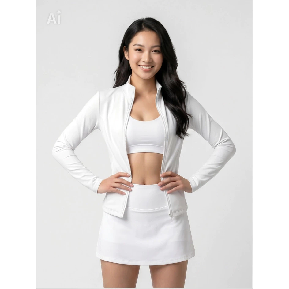 Áo Khoác SHI Nữ Thể Thao Cao Cấp – Slim Fit Zip-Up Trắng Ngà