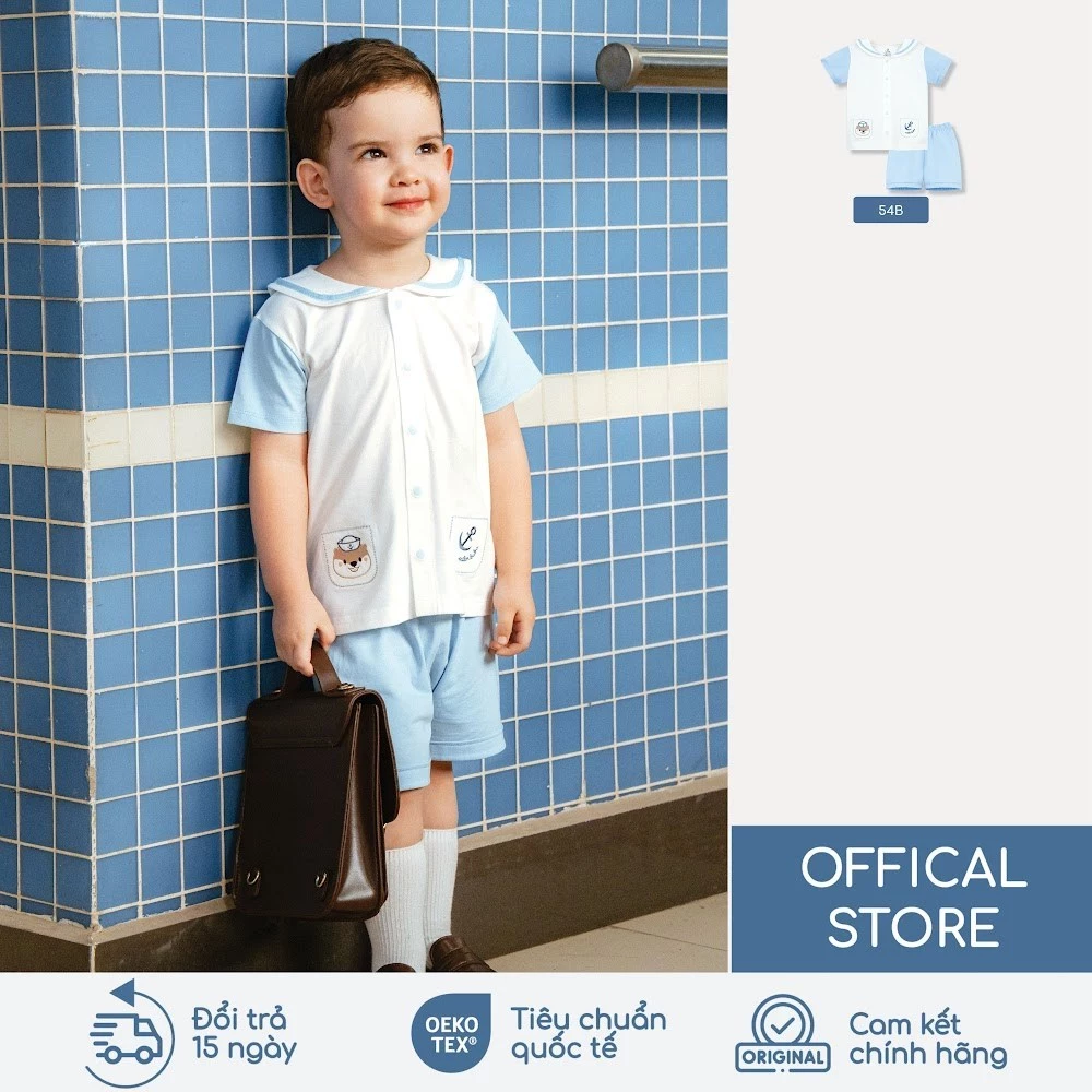 Bộ cộc tay thủy thủ BU Baby dành cho bé trai bé gái từ 6 - 23 kg | SBC135300