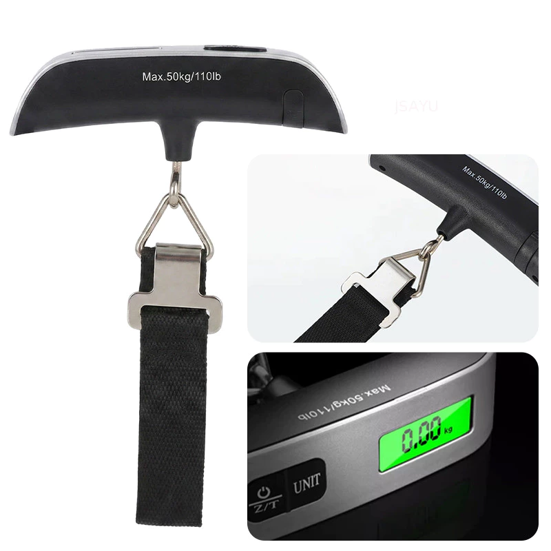 Cân hành lý cầm tay mini, độ chính xác cao, cảm biến, màn hình LCD, chuyển đổi đơn vị từ 0.01KG-50KG