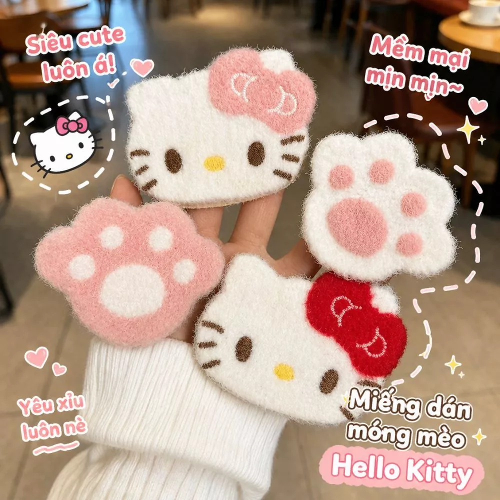 Miếng Dán Tóc Mái Nữ Hình Bàn Chân Mèo Cute, Kẹp Dán Tóc Bông Mềm Mại Giữ Tóc Gọn Gàng Không Đau