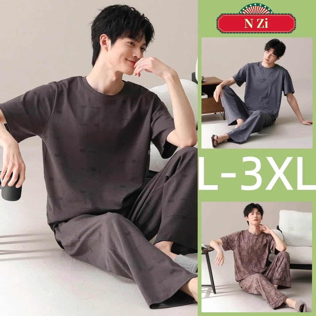 Bộ Đồ Ngủ Nam Cotton Bộ Đồ Ngủ Mùa Hè Phiên Bản Hàn Quốc Tay Ngắn Plus Kích Thước Đồ Ngủ Người Mặc Ở Nhà
