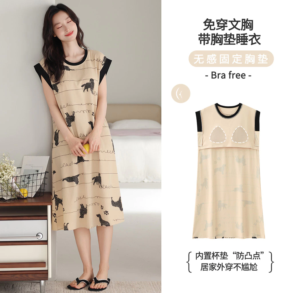 Đệm Váy Ngủ Cotton, Phù Hợp Mùa Hè, Mặc Ở Nhà, Size M-5XL