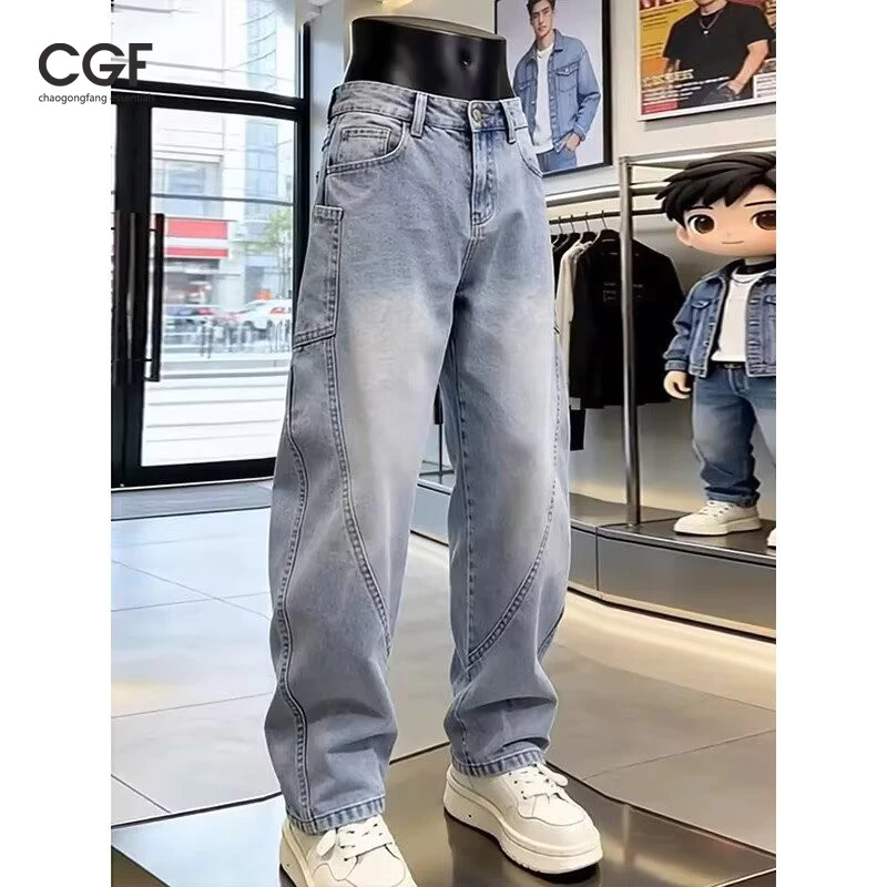 Quần Jeans Nam CGF Dáng Rộng Tẩy Màu Xanh Nhạt Phong Cách Thời Trang Trẻ