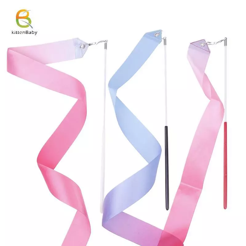 [Baby-t] Ruy băng khiêu vũ 2M Rhythmic Girl Art Gymnastics Ballet Streamer Twirling Rod Rainbow Sti Sports Training Ribbon Dancer Wands [mới]