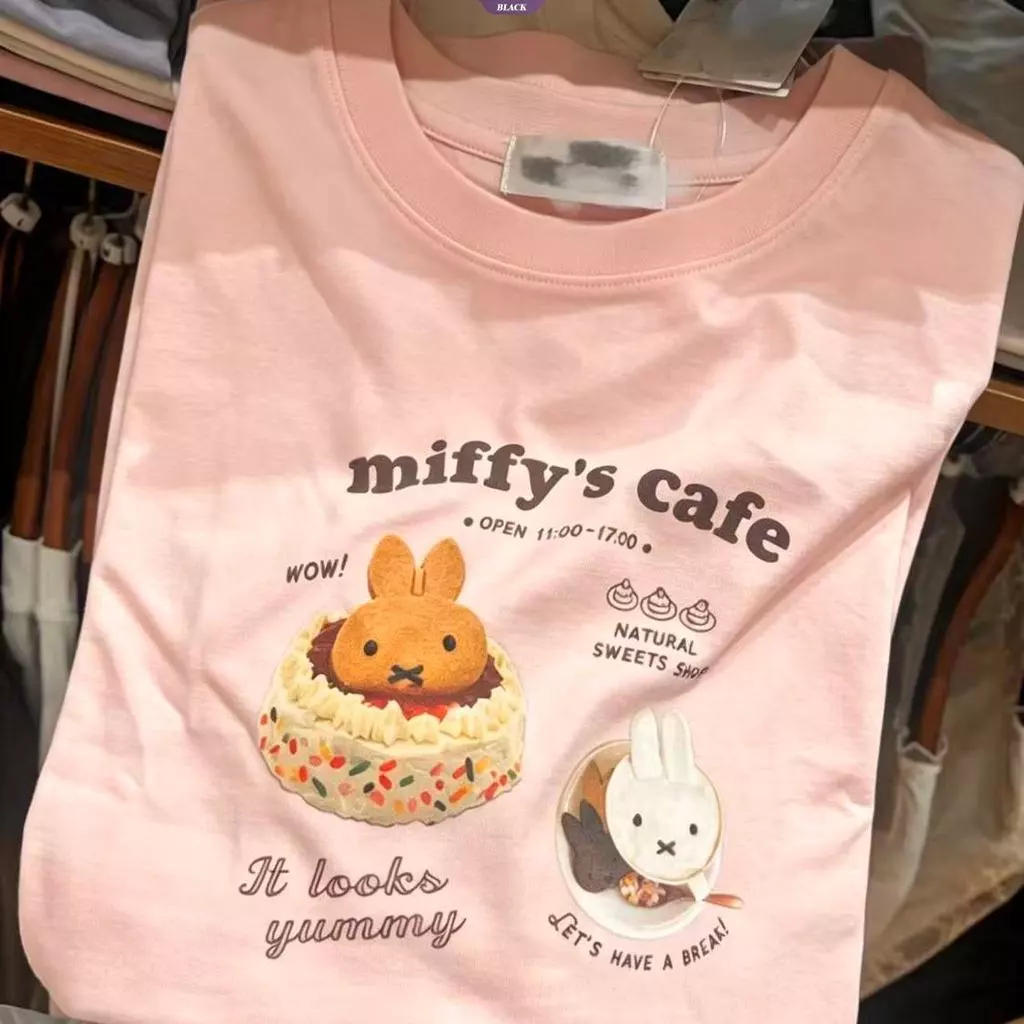 Áo thun ngắn tay dáng rộng in họa tiết Miffy the Rabbit dễ thương dành cho nữ – Mùa hè 2026 Hàng mới về [BL]