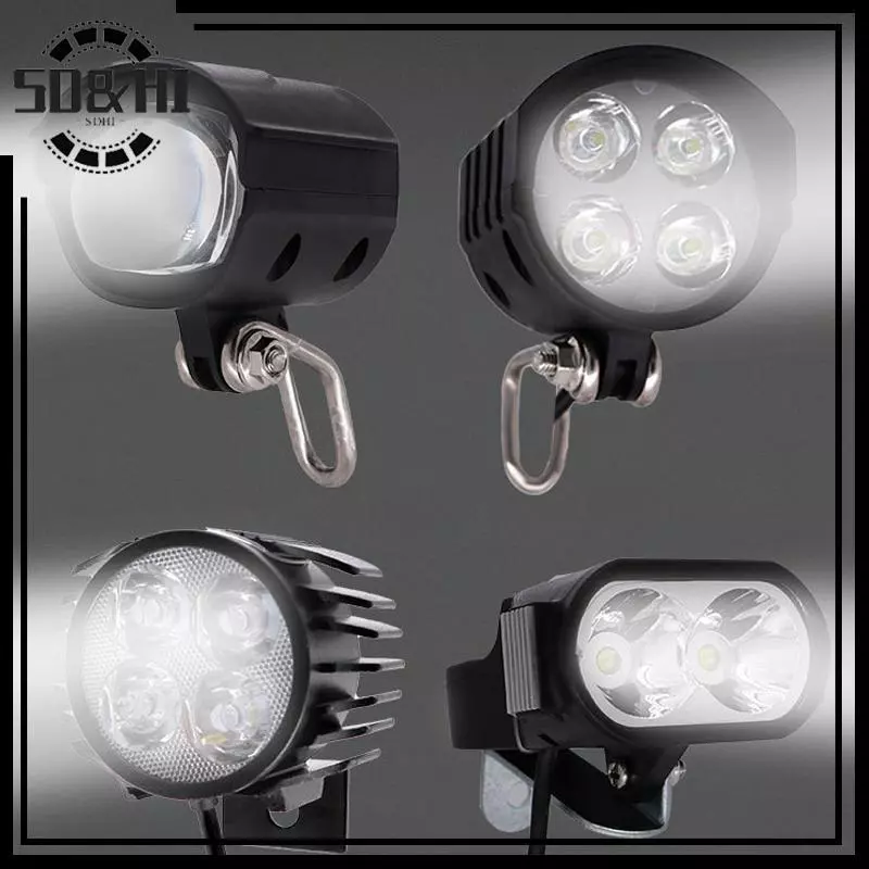Đèn xe đạp điện LED 12W chống nước với còi - Phù hợp đèn pha và đèn trước