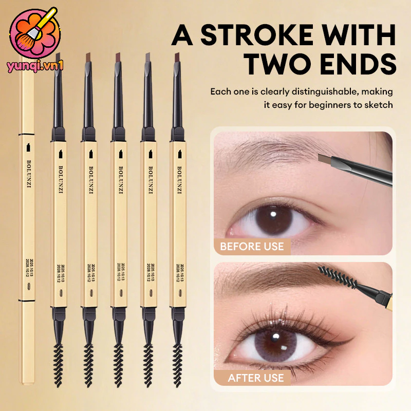 🎀yunqi🎀 Chì Kẻ Mày 2 Đầu Siêu Mảnh 0.5mm Chống Nước Lâu Trôi Không Lem - Bút Kẻ Lông Mày Trang Điểm