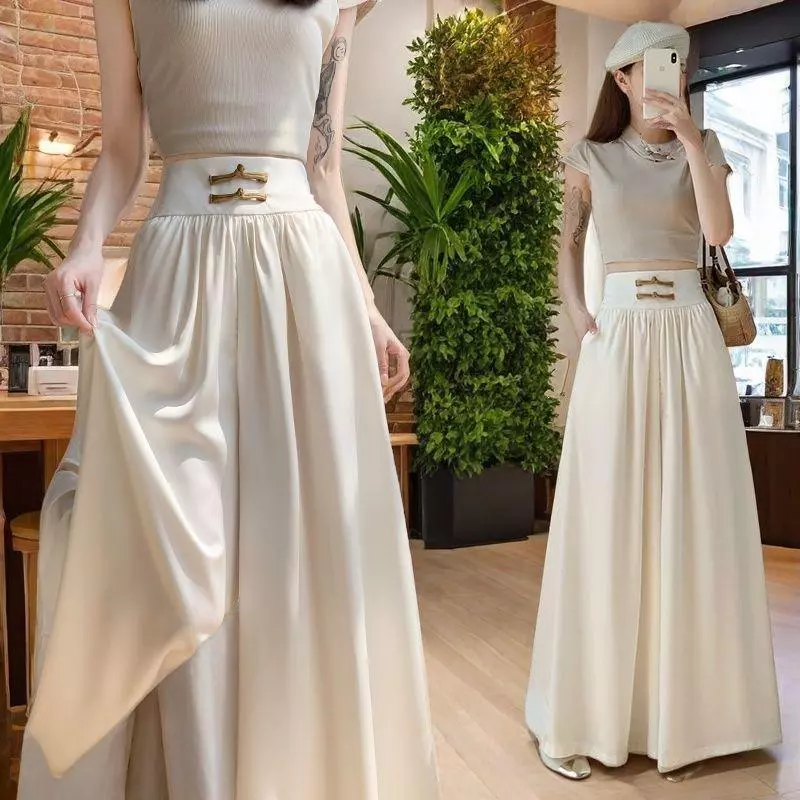 Màu Be Chấm Bi Culottes Nữ Mùa Hè Phong Cách Mới Cao Cấp Phiên Bản Chữ A Nhẹ Nhàng Thoải Mái Thường Ngày Ống Rộng Culottes