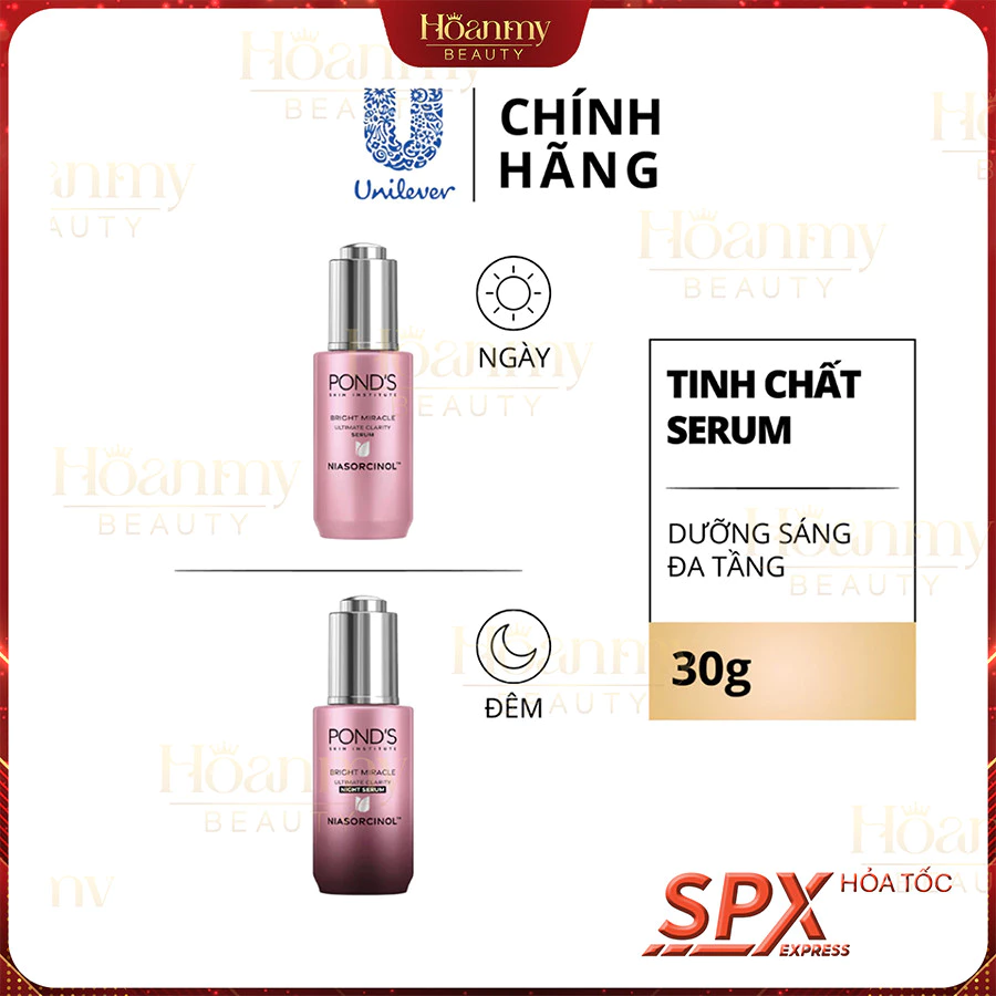 Serum sáng đa tầng Ngày/Đêm Pond's Bright Miracle mờ thâm sạm với 50X Niasorcinol 30G
