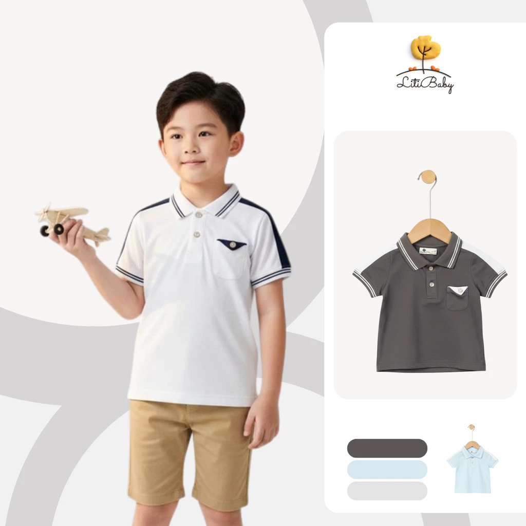 Áo Polo Bé Trai Sành Điệu, Chất Vải Mềm Mại LITIBABY cho bé từ 2-7 tuổi VT13