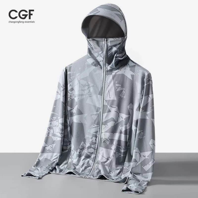 Áo Hoodie chống nắng ngụy trang bằng lụa băng nhẹ mùa hè cho nam