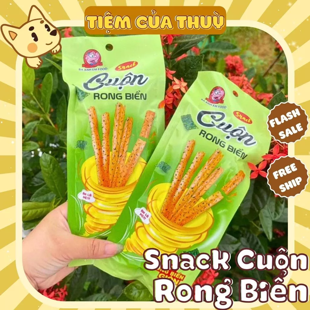 Snack Cuộn Rong Biển Ba Anh Em - Giòn Rụm Hấp Dẫn, Snack Ăn Vặt Tuổi Thơ, Snack Rong Biển Cuộn